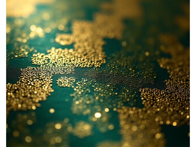 西陣織の美しい帯のクローズアップ。複雑な金糸の模様が光を反射している。