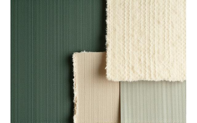 日本の伝統的な畳縁と和紙のテクスチャが美しく調和するアート