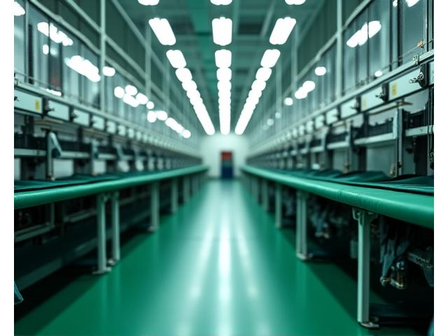 防水、抗菌、高機能性素材のテキスタイルを製造する現代的な工場風景