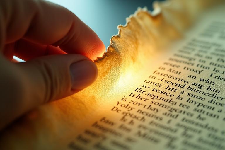 薄い透明な絹織物で裏打ちされた、わずかに破れた古い掛け軸。光に透かすことで、補強が繊細に施されているのがわかる。